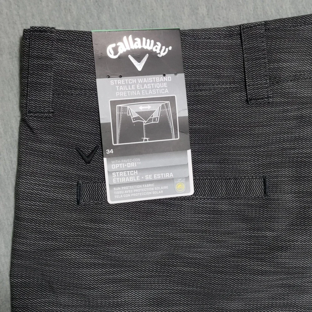 Callaway Men's‎ 34 Opti-Dri Moisture Wicking Stretch Short Caviar Gray NWT